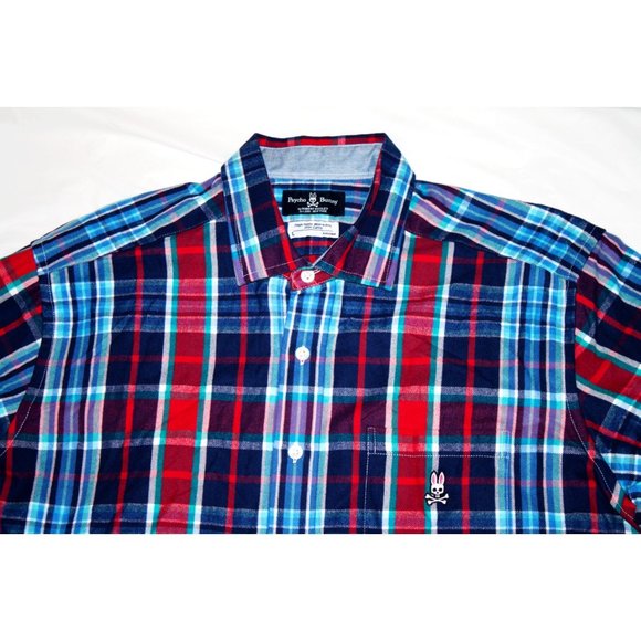 Psycho Bunny Mens Long Sleeve Button Front Plaid F - Picture 4 of 8